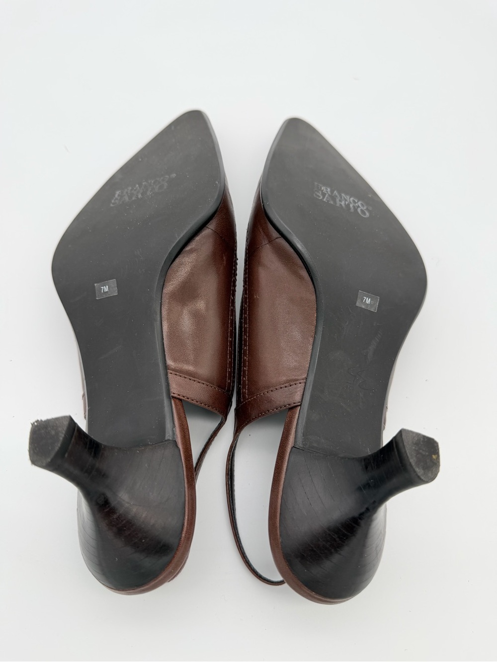 Franco Sarto Brown Leather Wingtip Slingback Pumps – Size 7M - Picture 9 of 10